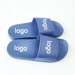 Wholesale Factory Wholesale Unisex Custom Flat Sandals Slide Soft Shoes Navy Blue Waterproof PVC Slippers for America women