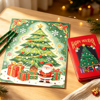 Crayons de couleur de Noël 12 couleurs, motif Père Noël, crayons de couleur sur le thème des fêtes, boîte en métal pour enfants, fournitures scolaires, dessin