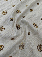 Setelan Abaya 3 Potong Ramadan EID Muslimah Elegan Mewah Berhias Manik-Manik Linen Bordir Tangan Terbuka (Kimono + Gaun Dalam + Hijab)