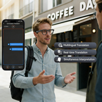 Lunettes Intelligentes IA de Traduction en Temps Réel, Design en Plastique, 3G, GPS, Android, Prise de Notes de Réunions, Photographie, Enregistrement Vidéo 1080p