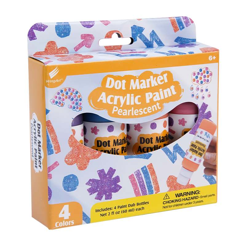 Wingart New Pearl Kids Watercolor Paint Dabber Set 4-Colour Acrylic Paints for Art Supplies and Toys