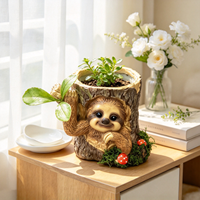 Pot de fleurs en résine en forme de tronc d'arbre paresseux, pot à succulentes mignon en forme d'animal, décoration de jardin intérieur/extérieur