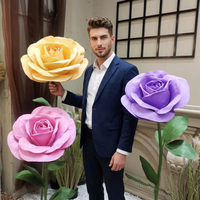 Grande fleur artificielle géante en EVA en forme de rose pour mariage, remise de diplôme, Pâques, décoration de vitrine de centre commercial, événement extérieur, toile de fond photo, longue durée