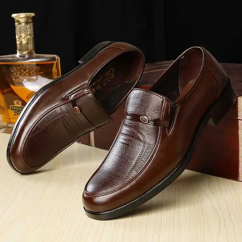 Мужские деловые кожаные туфли, Круглые, классические, для офиса, осень