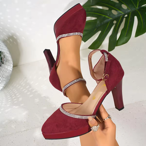 Chaussures pour femmes : Ballerines sexy à talon épais et strass, Sandales à talons élégantes et tendance, grandes tailles, collection automne 2025 - Product Image 2