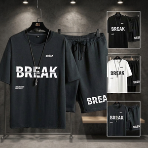 Men's Summer Printed Polyester/Cotton Breathable Casual Running Fashionable Thin Loose <b>T</b>-<b>shirt</b> Shorts Top Pants <b>Suit</b> Customized - Product Image 2