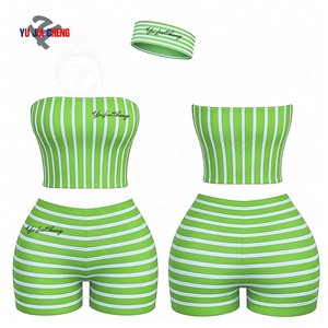 Conjunto <span class=keywords><strong>de</strong></span> 2 piezas personalizado: Top <span class=keywords><strong>de</strong></span> tubo y shorts con diadema a juego, ropa <span class=keywords><strong>de</strong></span> descanso <span class=keywords><strong>de</strong></span> algodón <span class=keywords><strong>para</strong></span> verano, trajes <span class=keywords><strong>de</strong></span> dos piezas <span class=keywords><strong>para</strong></span> mujer, camisa a rayas <span class=keywords><strong>para</strong></span> mujer - Product Image 4