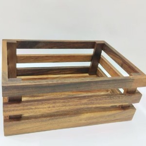 Juego de Cestas de Almacenamiento de Madera de Acacia, Caja de Madera Apilable para Exhibir Frutas y Aperitivos, 1 Juego, Color Natural - Product Image 5