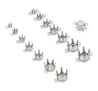 Edelstahl Runde Blanko-Krallenfassung für Strass-Kristall-Zirkonia, Metallbasis mit Ösen, Anhänger-Charm-Schmuckzubehör