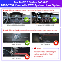 Autoradio Multimédia Linux 8,8" HD 1920*720 Écran Tactile Sans Fil Carplay pour BMW Série 3 5 E60 E61 E90 2003-2012
