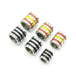 Cuentas espaciadoras acanaladas de acero inoxidable de 4.5/5.5/6.5mm, cuentas tubulares sueltas de agujero grande <span class=keywords><strong>para</strong></span> accesorios de joyería DIY, pulseras y collares - Product Image 1