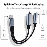 Adaptateur casque multifonction 2-en-1 Type-C vers double Type-C femelle avec port de charge pour smartphones, tablettes et ordinateurs portables