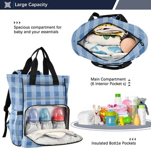 Wholesale Custom Design Portable Nylon Fabric Travel Waterproof Mummy Backpack Baby Diaper Tote Bag with <b>Luggage</b> <b>Straps</b> - Product Image 5