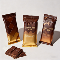 Sachet d'emballage pour barres énergétiques au chocolat, barres protéinées, sachets de collation, emballage de barres protéinées, surface mate imprimée, fermeture arrière