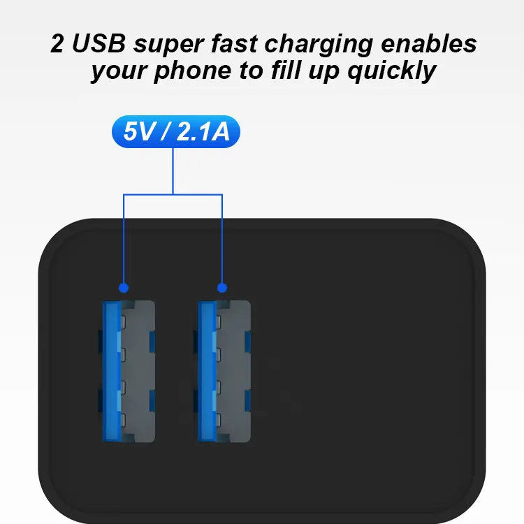 2024 Best Verkochte Voor EU-Landen Verenigde Staten 5V/2.1a Zwarte Laders Voor Laders Voor Mobiele Telefoons
