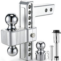 Support de boule d'attelage de remorque en acier chromé avec tige en aluminium, réglable, charge maximale de 16 500 LBS, tête à trois points, hauteur de descente de 8 pouces pour remorquage