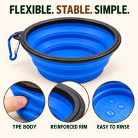 Bol pliable en silicone pour animaux de compagnie, pliable et portable, pour nourriture et eau, avec crochet pour les voyages en plein air et les promenades
