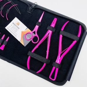 Juego de herramientas de alicates de extensión de cabello multifuncional de acero inoxidable al por mayor de alta calidad de color rosa fuerte - Product Image 2