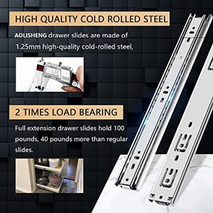 Aolisheng <span class=keywords><strong>45mm</strong></span> chiều rộng lạnh Thép cán nguội 3 lần theo dõi đầy đủ mở rộng bóng mang Telescopic kênh đường sắt đồ nội thất ngăn kéo <span class=keywords><strong>Slide</strong></span> - Product Image 4