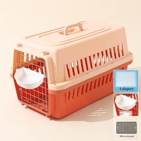 Cage de transport pour animaux de compagnie en plastique approuvée par les compagnies aériennes, directement de l'usine, portable, pour chien et chat, avec porte en fil métallique et ventilation extérieure