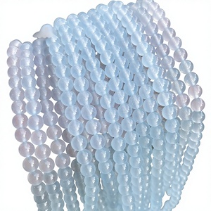 Perles rondes en calcédoine <span class=keywords><strong>bleu</strong></span> <span class=keywords><strong>clair</strong></span> de Jingde, perles de pierres précieuses <span class=keywords><strong>bleu</strong></span> glace, accessoires de bijoux DIY, vente en gros de perles - Product Image 1