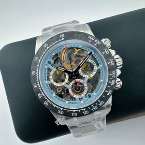 Montre de plongée de haute qualité avec mouvement mécanique, bracelet en acier inoxydable, verre saphir, cadran à aiguilles, couleur carbone, cadran ajouré, 40 mm - Product Image 1