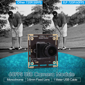 Elp câmera de alta velocidade 60fps 1280*720, módulo para câmera, obturador global, <span class=keywords><strong>usb</strong></span>, aptina ar0144 uvc, play, câmera <span class=keywords><strong>usb</strong></span> sem gotejador - Product Image 3