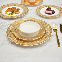 KAROSA 4 Pièces Vente Chaude Ensemble de Vaisselle de Luxe Comprenant une Assiette Plate, une Assiette à Dessert, une Assiette Creuse et un Bol à Salade de 15 cm – Service de Table pour 1 Personne