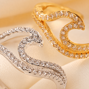Anello a doppia onda, design bicolore, accessori alla moda per l'uso quotidiano - Product Image 4