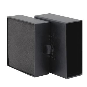 Luxury <b>Black</b> Textured Paper Cufflink <b>Gift</b> Drawer <b>Box</b> with Foam Insert, Ribbon, and Lid - Product Image 6