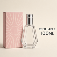 Flacon de parfum vide personnalisé en verre facetté avec bouchon argenté, flacon atomiseur rechargeable en gros avec boîte, logo personnalisé de luxe
