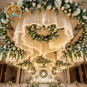 新入荷 エレガント モダン ウェディングデコレーションセット S字型ネットクロス ドレープ ケータリングデコレーション LEDストリップ シーリングライト AC電源 - Product Image 2