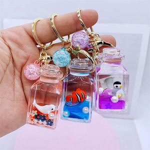 New Liquid Keychain Woman Cartoon Floating <b>Key</b> <b>Ring</b> <b>Bag</b> Car Pendant Girl Gift Keychain Accessories - Product Image 1