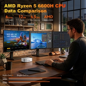 มินิพีซี OEM NUC AMD Ryzen 5 6600H รองรับจอแสดงผล 4K สามจอ แรม 64GB DDR5  พร้อม NVMe SSD คู่ เหมาะสำหรับงานเทรดดิ้งทางการเงิน  เวิร์กสเตชันสำหรับนักพัฒนา ขายส่ง - Product Image 5