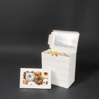 Boîte d'emballage en papier pliable rose personnalisée avec fenêtre transparente et plateau intérieur pour macarons, desserts de boulangerie, bonbons, vente en gros