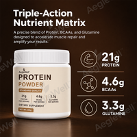 Poudre de protéines triple mélange Aeglewell, formule personnalisée de protéines BCAA Glutamine Complex en pot plastique, marque privée