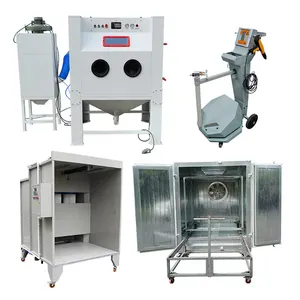 औद्योगिक सैंडब्लास्टिंग मशीन और पाउडर कोटिंग उपकरण धातु पार्ट्स सतह फिनिशिंग पैकेज