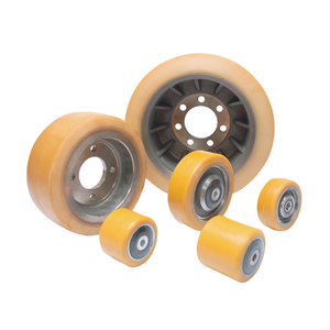 Roues en polyuréthane robustes avec jante en acier et roulement à billes à gorge profonde pour équipements de manutention industrielle - Product Image 1
