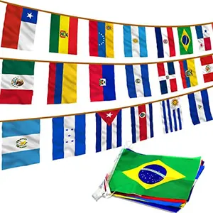 Huiyi Promotional chequered flag bunting string flag set of 20 latin american country flags custom