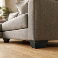 Pieds de canapé en plastique noir en forme de L HUAWEI, finition mate imitation bois, supports pour meubles, canapés, chaises, armoires et étagères