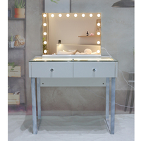 Chambre à coucher utilisation hôtel appartement stockage moderne Simple 2 tiroirs commode avec jambe en fer maquillage vanité miroir chaise panneau de Style bois
