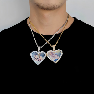 Flip Open Heart Photo Hip Hop Pendant Real <b>Gold</b> Plated Prong Setting 925 Silver Moissanite Bespoke Bling Iced Out <b>Locket</b> - Product Image 6