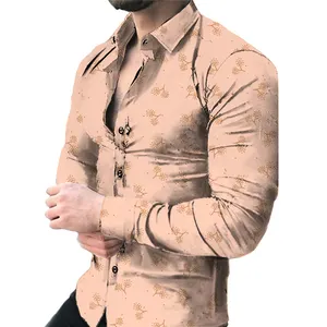 Groothandel Custom Nieuwe Lange Mouwen Gedrukt Casual Mode Mannen Shirts Mannen Tops