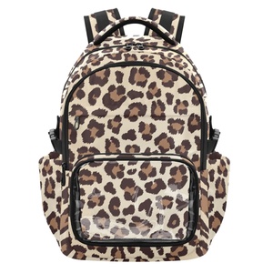 Low Moq Anti Theft <b>Backpack</b> Leopard Waterproof Outdoor Hiking Student Sports Kids Custom Logo Laptop <b>Backpack</b> <b>with</b> PVC Pocket - Product Image 1
