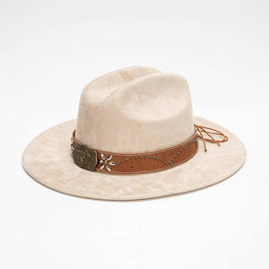 Chapeau de cowboy polyvalent en daim de style européen et américain, avec ceinture en cuir rétro décorative, idéal pour les sorties. - Product Image 2