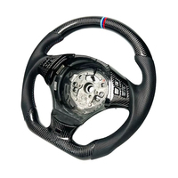 Volant sport ergonomique à fond plat en cuir véritable enveloppé de fibre de carbone, personnalisé, luxe, haute performance