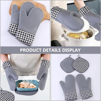 Gants de barbecue extra longs Gants de four en silicone antidérapants Mitaines de four à micro-ondes Ensemble de mitaines de four de cuisine pour coussin résistant à la chaleur