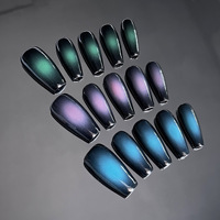 Venta caliente hecho a mano moda acrílico prensa en las uñas ataúd largo uñas artificiales naturales