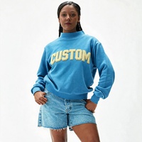 Maßgefertigter Bestickter Damen-Baumwoll-Oversized-Pullover Hoodie Strick-Designer-Rundhalspullover Unisex-Set Individualisierung mit Logo