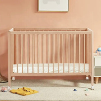 Babybett Kinderbett Babywiege Umwandelbares Multifunktionales Holz-Babybett mit Verstellbarer Höhe Bettset für Neugeborene und Säuglinge